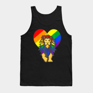 Gay Pride Lion Lgbt Q Cool Animal Rainbow Flag Color Ally Tank Top